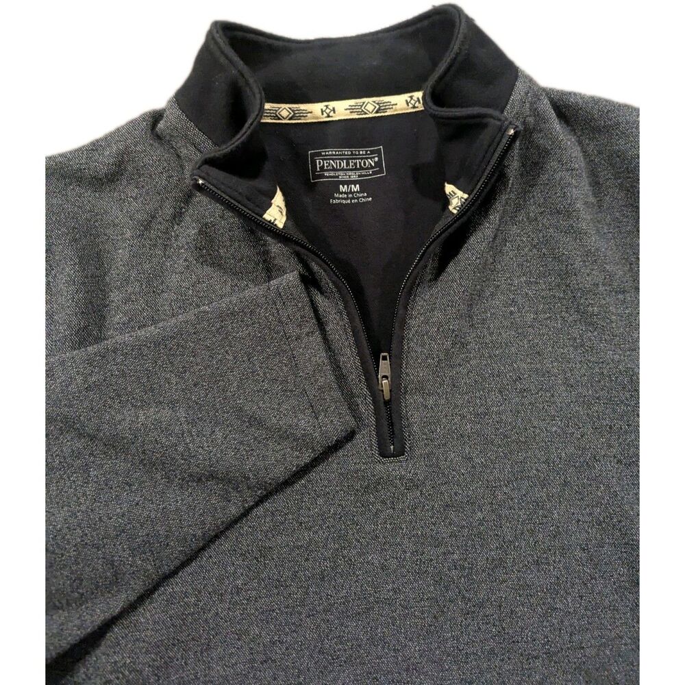 Pendleton Shirt Mens‎ Medium Gray Long Sleeve Zip Henley Fleece